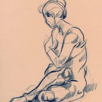 Cropped drawing, seated